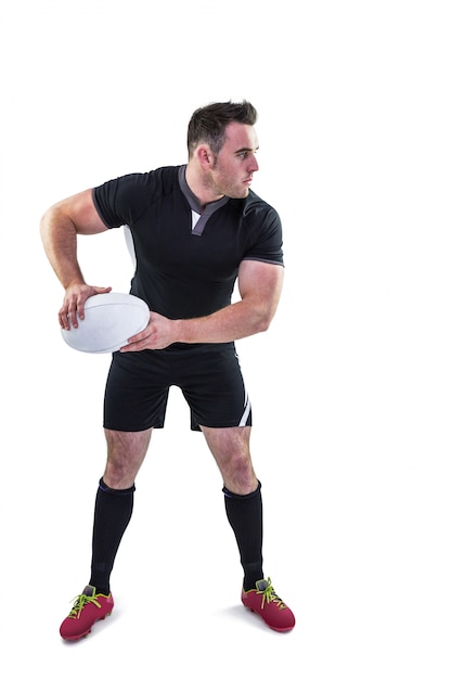 Rugby player throwing the ball