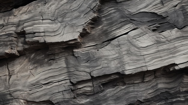 Photo rugged cliff with dark gray and brown striated patterns