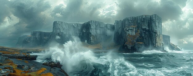 A Rugged Coastline Battered By Crashing Waves Wallpaper