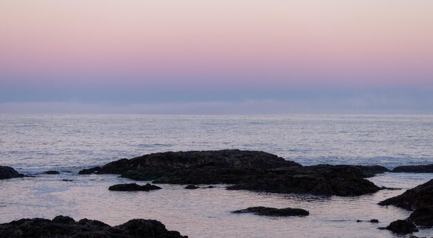 Rugged rocks on a rocky shore on the west coast of pacific ocean