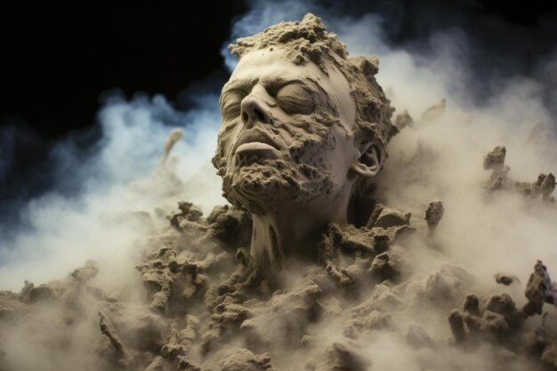 Photo rugged sculpted man dust breathing generate ai