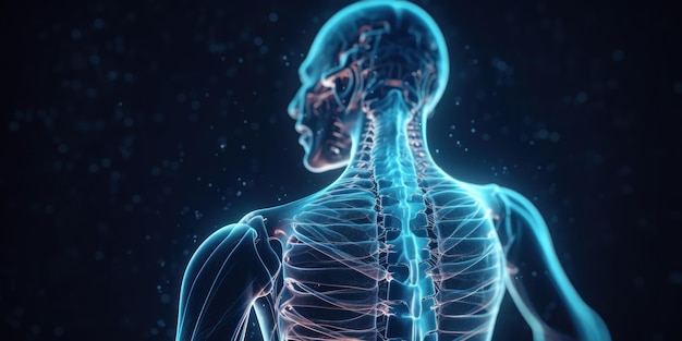 Rugpijn van het menselijk lichaam Augmented reality-ongemak van ruggengraattrauma Generatieve AI