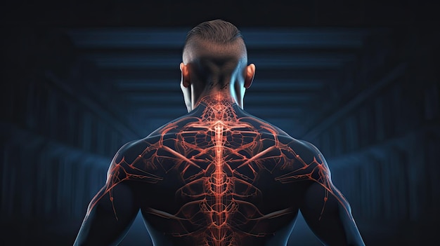 Rugspieren van een man met wervelkolom medisch 3D illustratie