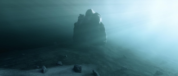 Ruig Landschap Terrein Onderwater Donker Scène Meer of Oceaan Water Achtergrond Natuur