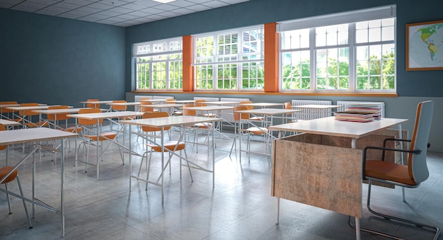 Ruim interieur van een modern schoollokaal