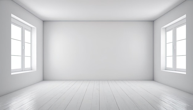 Ruime lege woonkamer met houten vloer