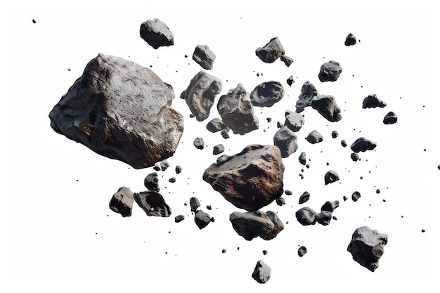 Ruimte-asteroïden geïsoleerd op een doorzichtige achtergrond