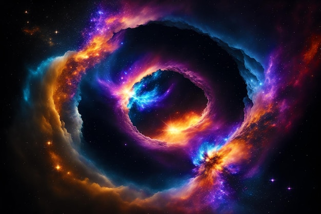 Ruimteachtergrond Cosmic Enigma De mysteries van een zwart gat in de ruimte vastleggen Generatieve AI