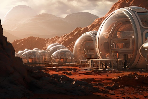 Ruimtehabitats en kolonies op Mars Future Vision City