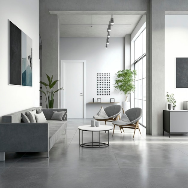 Ruimtelijk minimalistisch appartement gemaakt met generatieve AI