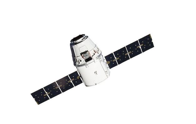 Ruimtevaartuig op witte achtergrond met uitknippad. Elementen van deze afbeelding geleverd door NASA.