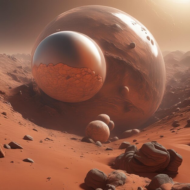 Ruimtezon en maan mars achter melkwegstelsel