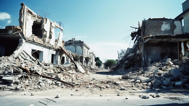 破壊された風景 地震と破壊の概念