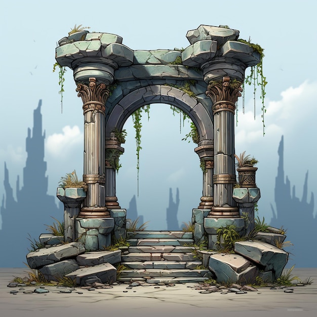 Photo ruined pillar game assets