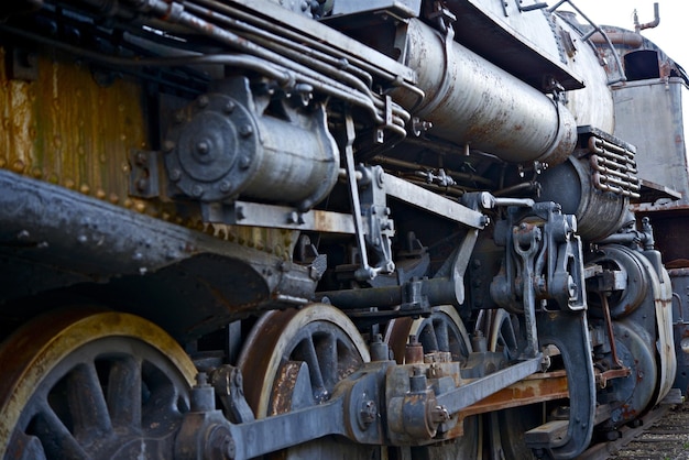 Photo ruined steam locomotive