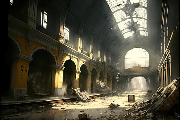 The ruined train station Digital art