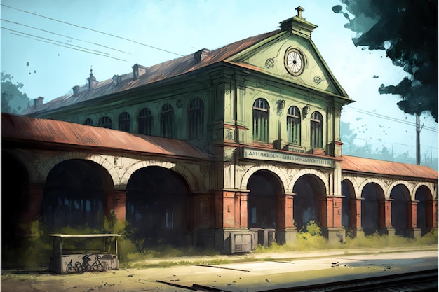 The ruined train station Digital art