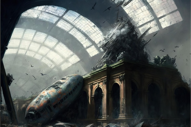 The ruined train station Digital art