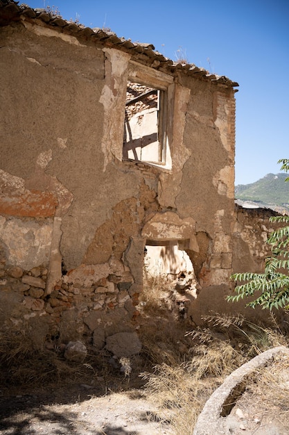 Photo ruins of abandoned village swallowed by weeds