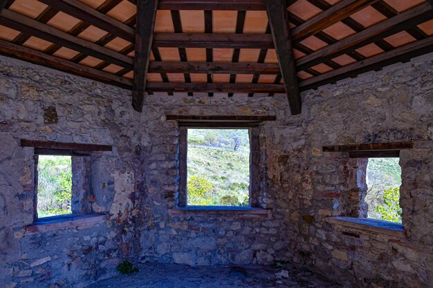 The ruins of an ancient abbey in the mountains of Campania in Italy