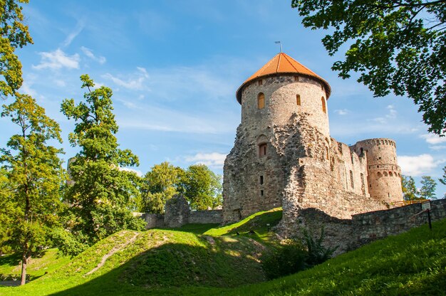 Photo ruins of the ancient castle in old town of cesis