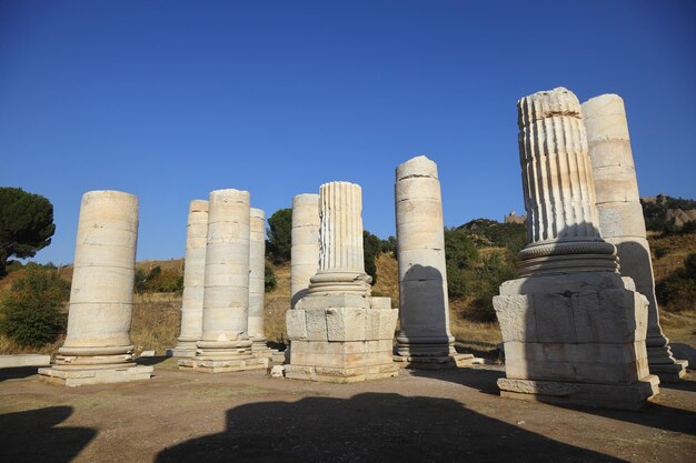 Photo the ruins of the ancient city of sardes the capital of the lydian state are located in the town of sart in salihli district today