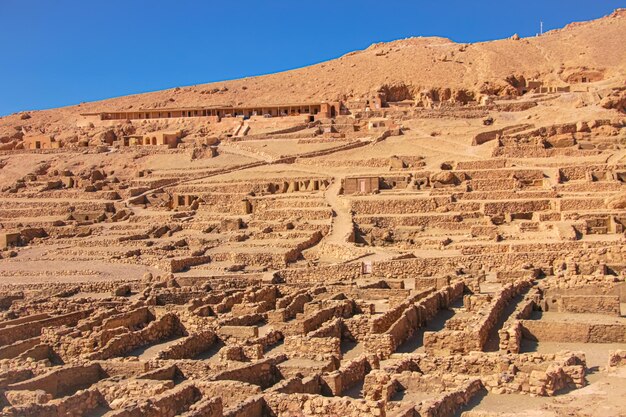 Ruins of ancient Deir elMedina one of the group of Theban necropolises