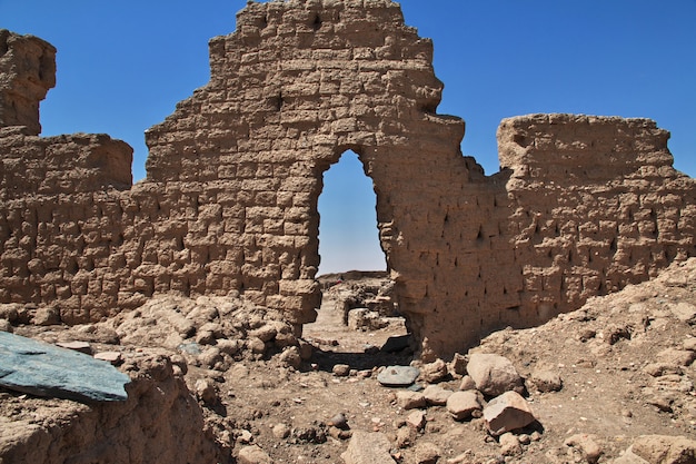 Ruins of ancient Egyptian temple on Sai island, Nubia, Sudan