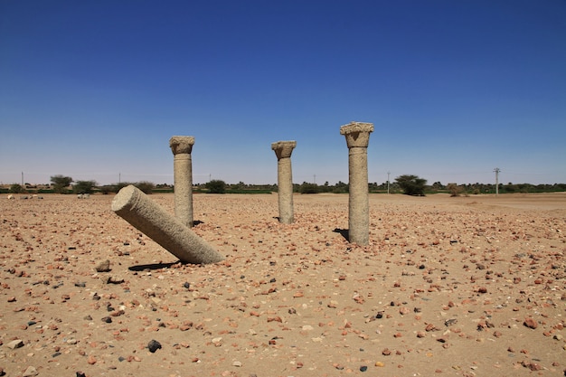 Ruins of ancient Egyptian temple on Sai island, Nubia, Sudan