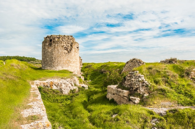 インケルマン、クリミア半島の古代要塞の遺跡。古代都市の遺跡..