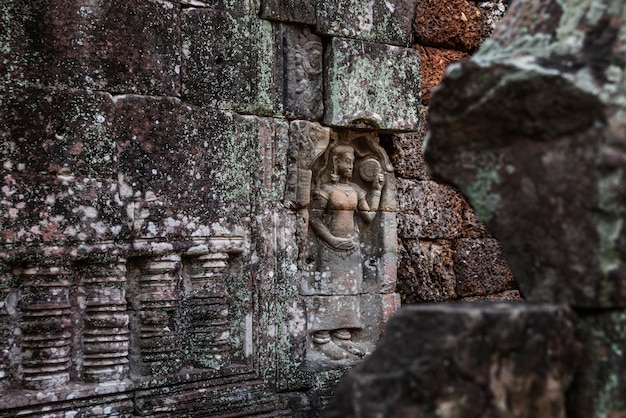 Ruins of ancient Khmer temple in Siem Reap Cambodia