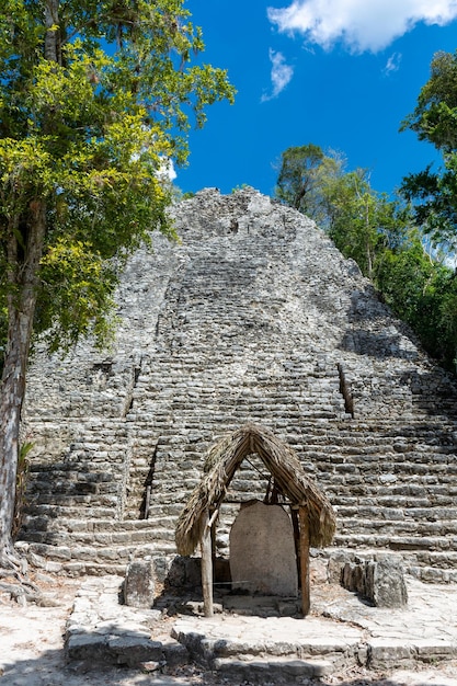 メキシコのユカタン半島にあるコバの古代マヤ都市の遺跡