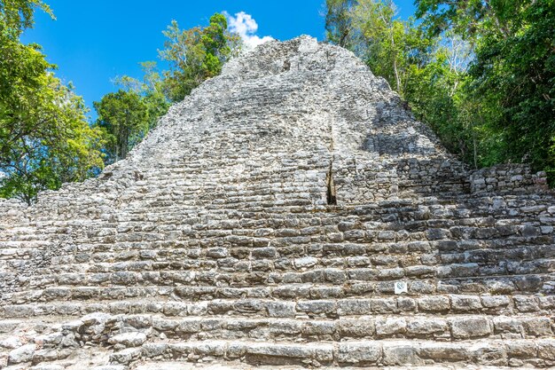 Ruins of the ancient mayan city of coba on the yucatan peninsula in mexico