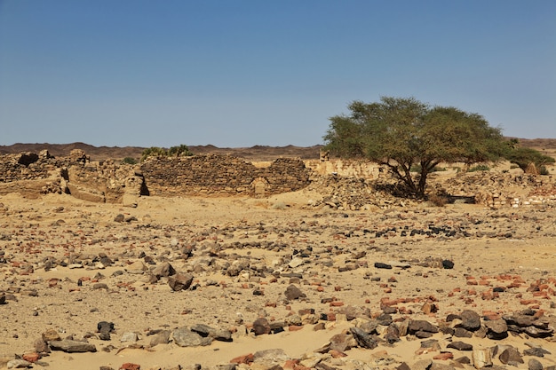 The ruins of the ancient monastery of Ghazali in Sahara desert, Sudan, Africa