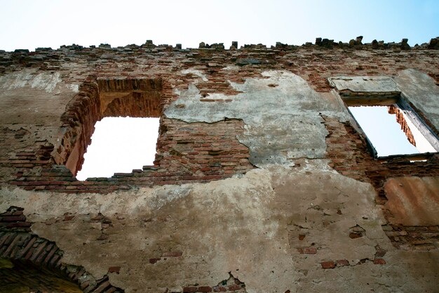 Ruins of an ancient red brick castle