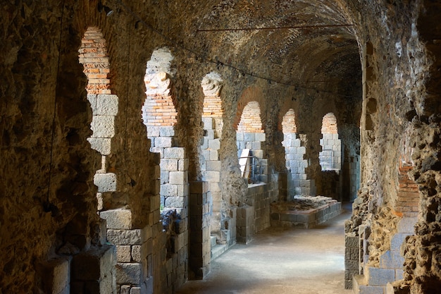Ruins of ancient Roman theatre in Catania, Sicily, Italy