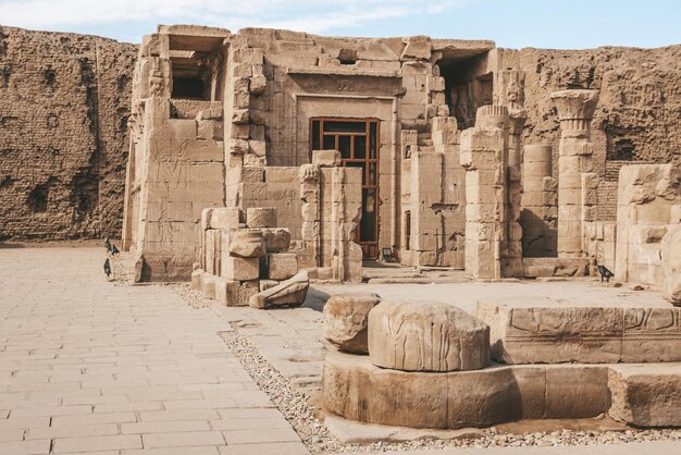 The ruins of the ancient temple of Horus in Edfu, Egypt.