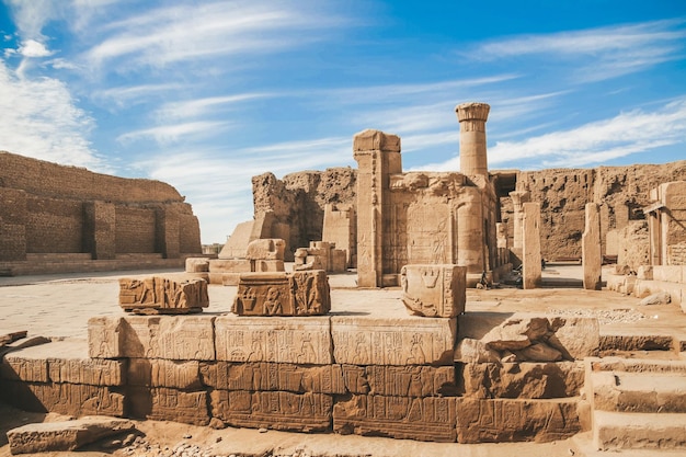 The ruins of the ancient temple of Horus in Edfu Egypt