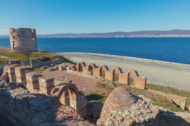 Ruins and Ancient Tower in Nessebar Bulgaria