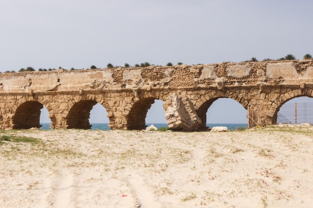 The ruins of the aqueduct in Caesarea