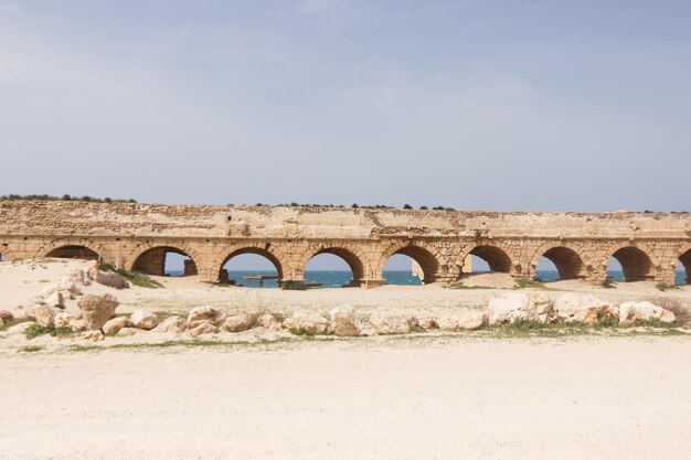 The ruins of the aqueduct in Caesarea