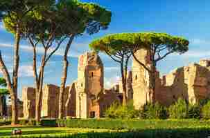 Photo the ruins of the baths of caracalla in rome italy