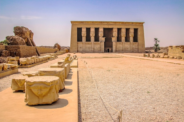 The ruins of the beautiful ancient temple of Dendera or Hathor Temple Egypt Dendera an ancient Egyptian temple near the city of Ken