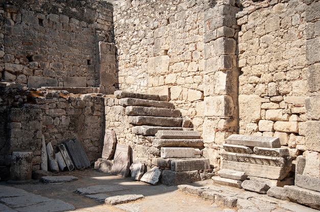 Ruins of a castle with brick walls