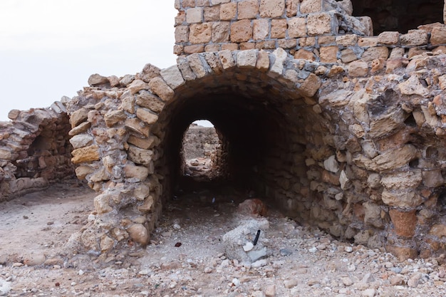 Ruins on the coast in the old city of Akko