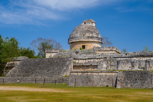 Ruins of El Caracol observatory temple Chichen Itza Yucatan Mexico Maya civilization