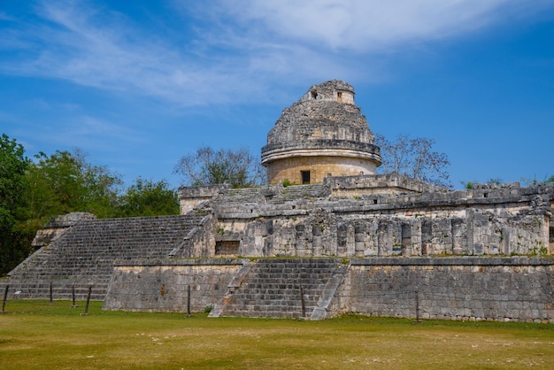 Ruins of El Caracol observatory temple Chichen Itza Yucatan Mexico Maya civilization