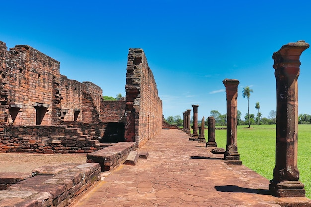 Ruins of the Jesuit reduction Jesus Tavarangue and columns