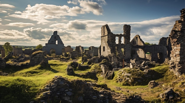 Ruins of a medieval castle in the village