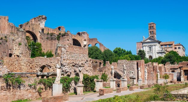 写真 ローマ イタリア の パラチノ 丘 の ローマ フォーラム の 遺跡